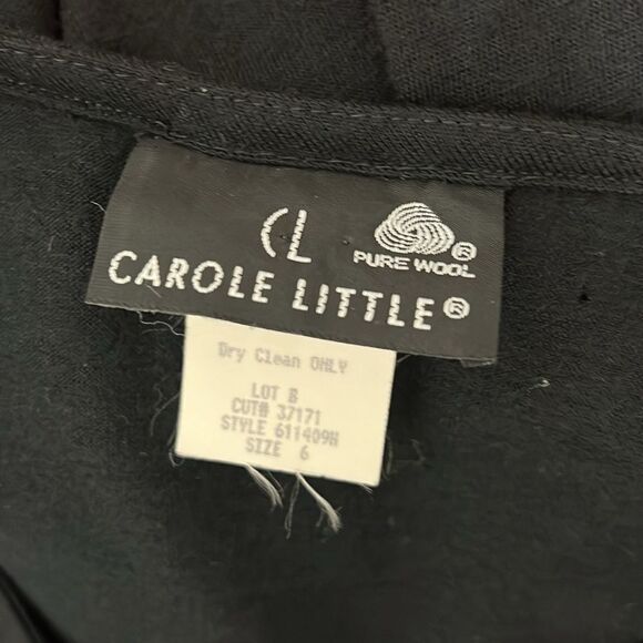 CL Carol Little Dress Sz 6 Black Wool Scoop Neck Long Sleeve Gem Stone Fringe - Picture 9 of 14